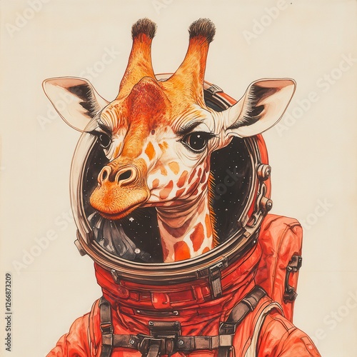 Giraffe Astronaut A Whimsical Space Voyage