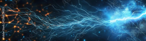 An energetic lightning bolt, A futuristic glowing power grid, A dynamic electric surge photo