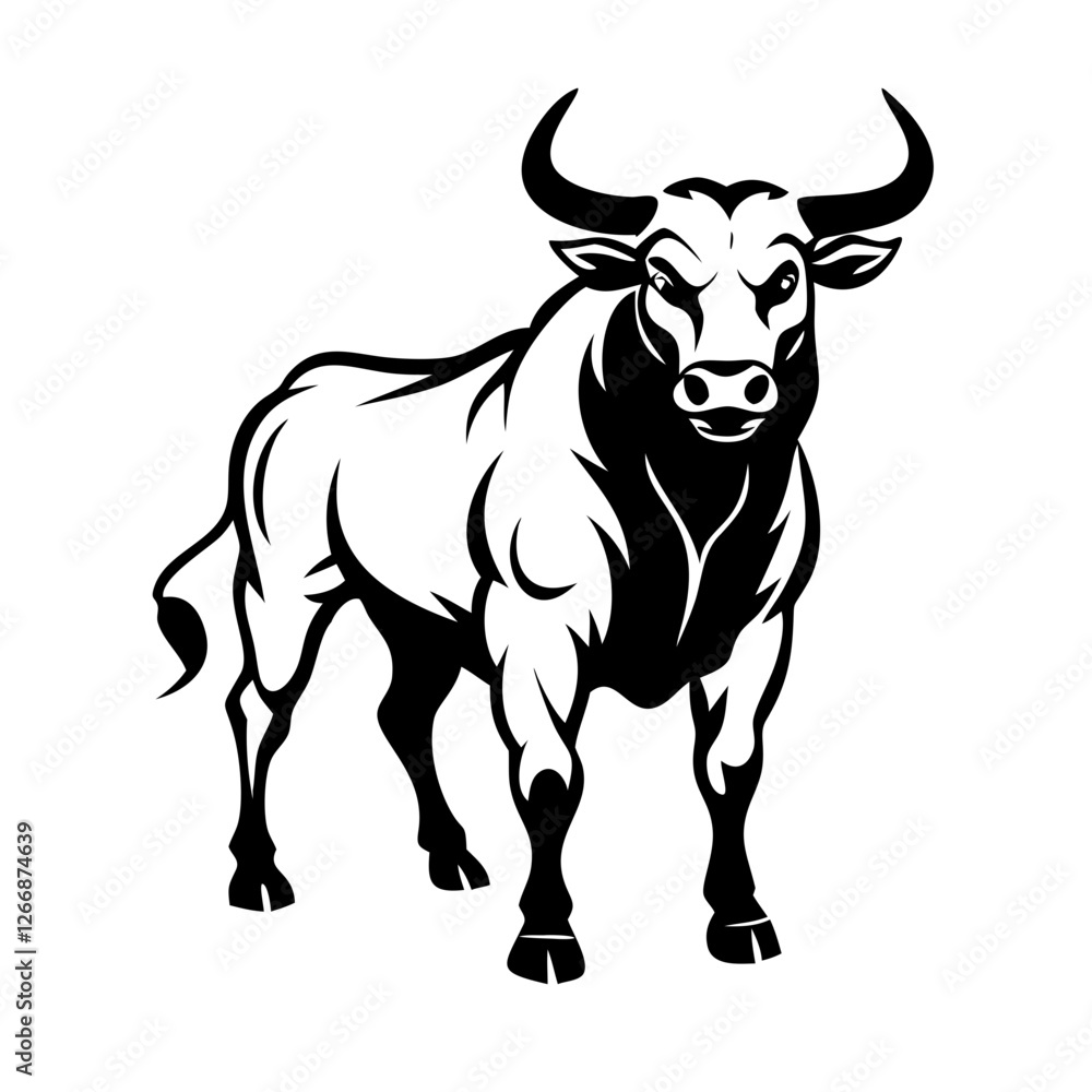 A sturdy bull icon reflecting farming, livestock, and traditional rural strength. A sturdy bull icon reflecting farming, livestock, and traditional rural strength.