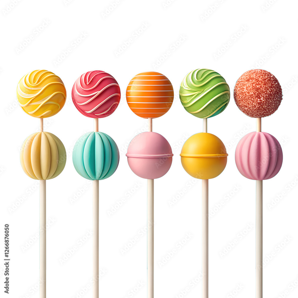 six colorful cake pops on sticks arranged in two rows. Each cake pop has a unique design and color, making them visually appealing and perfect for various purposes six colorful cake pops on sticks arranged in two rows. Each cake pop has a unique design and color, making them visually appealing and perfect for various purposes