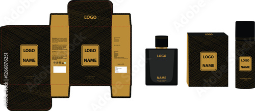 Packaging design, luxury perfume box, deo design mock up box. Illustration vector.