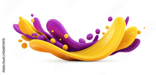 Abstract playful logo with bright yellow and purple elements in an artistic layout on white