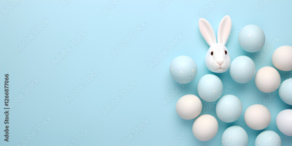 Obraz premium Pastel colored easter eggs isolated on blue background, easter background concept