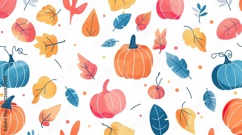 Thanksgiving Autumn Line Art Seamless Pattern Thanksgiving Autumn Line Art Seamless Pattern