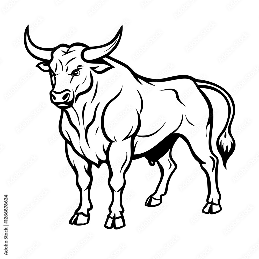A sturdy bull icon reflecting farming, livestock, and traditional rural strength. A sturdy bull icon reflecting farming, livestock, and traditional rural strength.