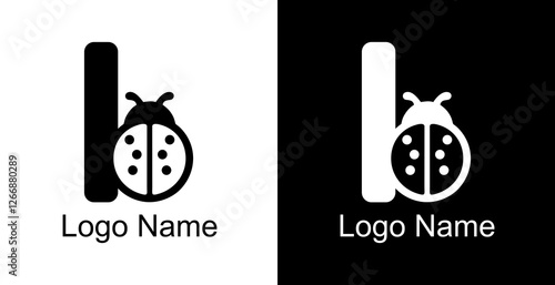 letter b logo design combined with ladybug