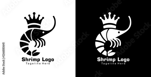 shrimp logo design wearing a crown