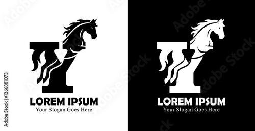 The logo design is in the form of a jumping horse combined with the letter Y