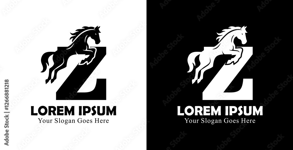 Naklejka premium logo design in the form of a jumping horse combined with the letter Z