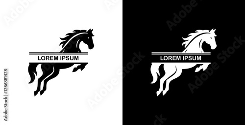 logo design in the form of a jumping horse combined with writing