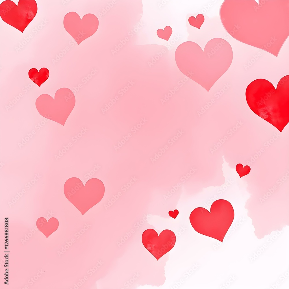Romantic Hearts Background: A soft, romantic background featuring watercolor-style hearts in shades of pink and red, perfect for Valentine's Day or any romantic occasion. Romantic Hearts Background: A soft, romantic background featuring watercolor-style hearts in shades of pink and red, perfect for Valentine's Day or any romantic occasion.