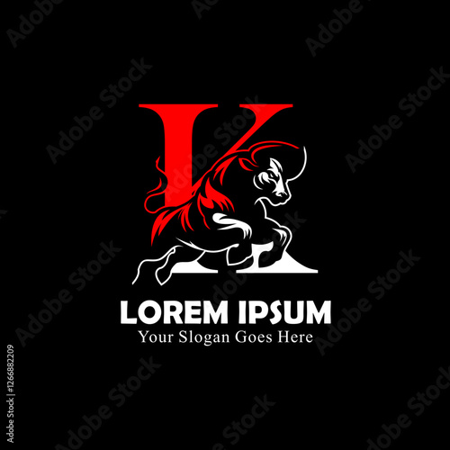 logo design in the form of a jumping bull combined with the letter K