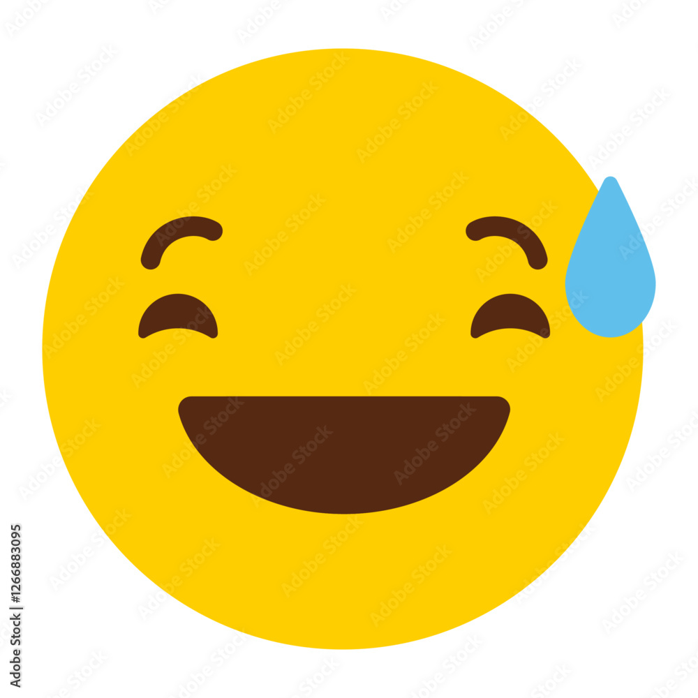 Grinning Face With Sweat Icon - Minimalist Simple Icon