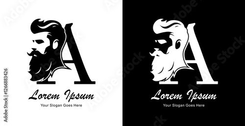 logo design in the form of a silhouette of a man's head combined with the letter A