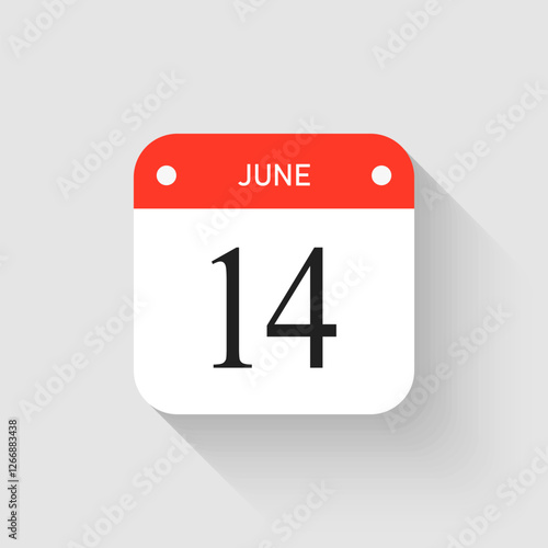 Vector icon page day calendar - 14 June month