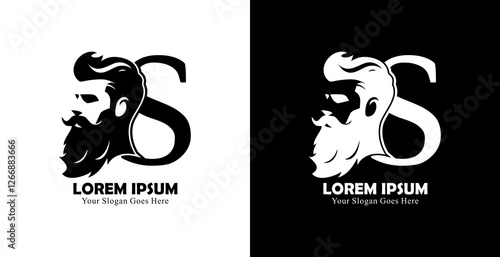 logo design in the form of a silhouette of a man's head combined with the letter S