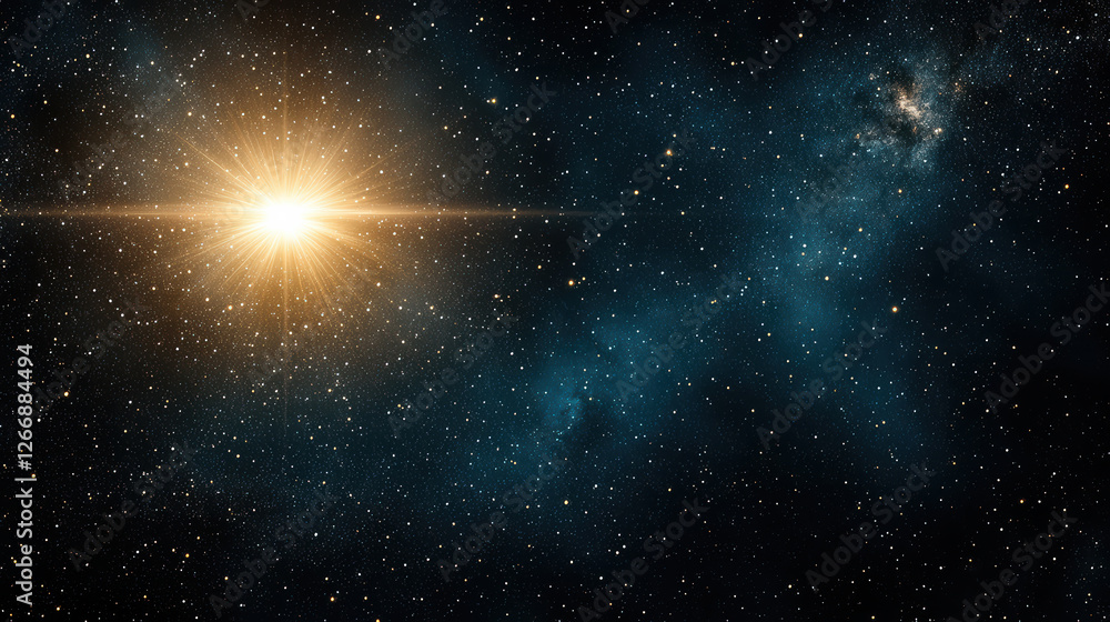 stunning view of space featuring bright star and cosmic clouds stunning view of space featuring bright star and cosmic clouds