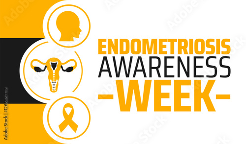 Endometriosis awareness week background banner or poster design template. observed every year in March. Holiday concept. Use to any Template, card, poster, placard, template.