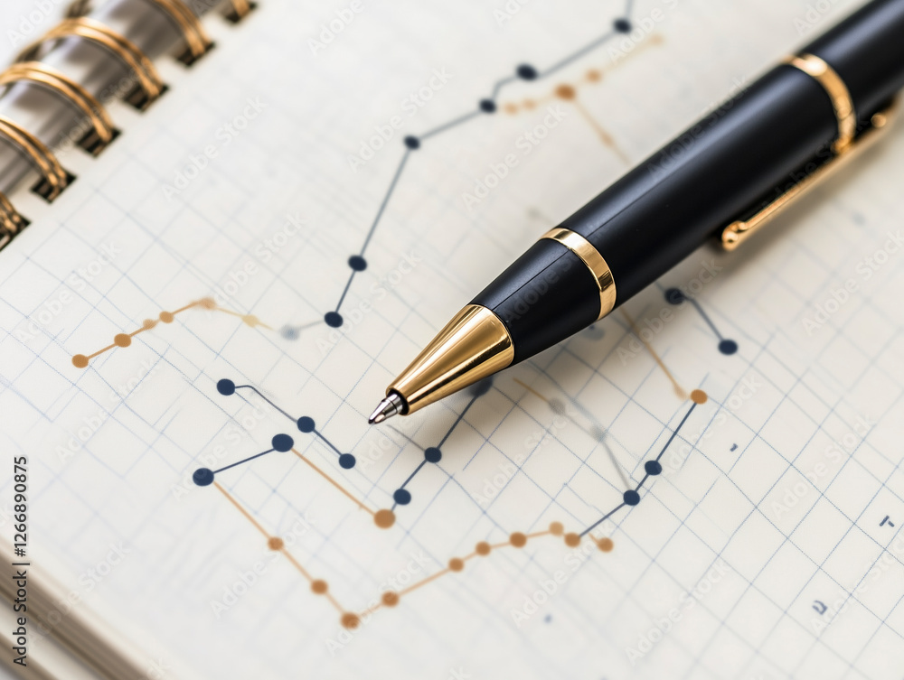 A minimalist composition showcasing a graph, pen, and book, emphasizing learning. A minimalist composition showcasing a graph, pen, and book, emphasizing learning.