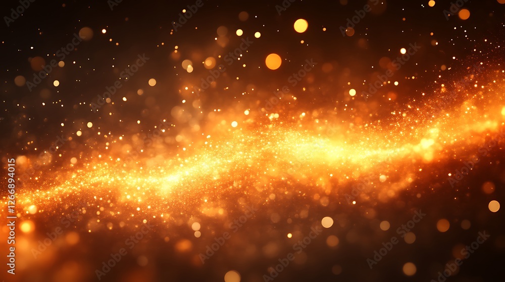 Obraz premium Golden Sparkles Flowing In Dark Background