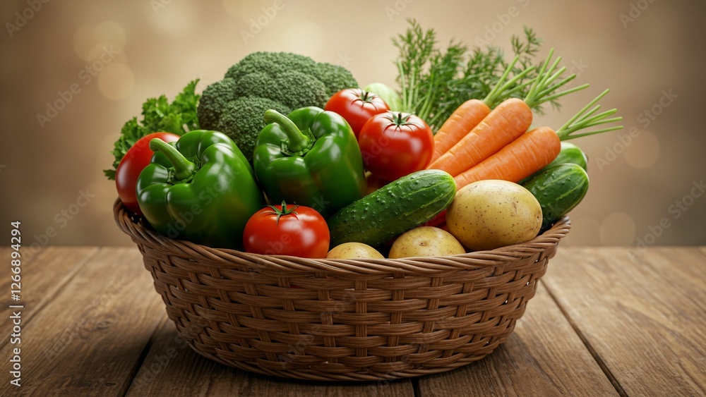 Fresh vegetable basket with carrots and bell peppers Fresh vegetable basket with carrots and bell peppers