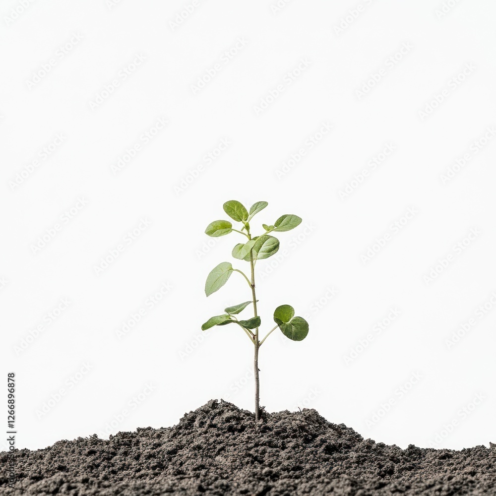 Small plant growing from the soil, isolated on a white background. HD Realistic. Small plant growing from the soil, isolated on a white background. HD Realistic.