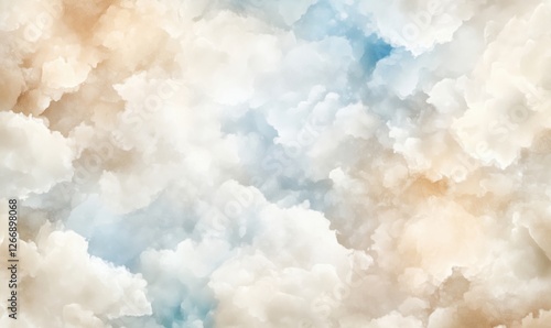 Soft pastel clouds background with blue and beige tones for design projects