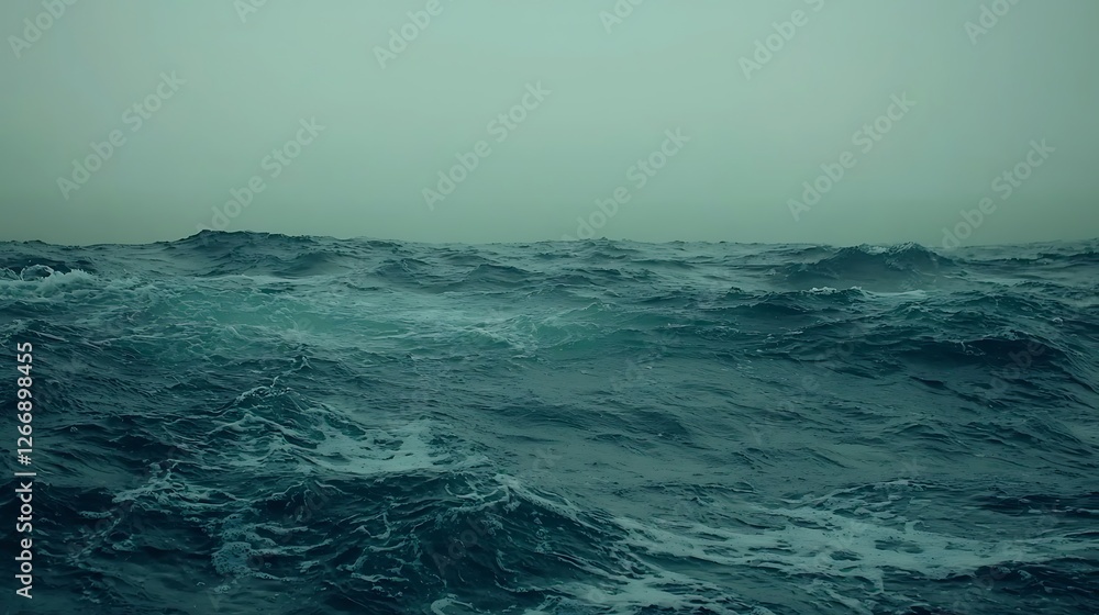 Fototapeta premium The ocean is calm and the sky is grey