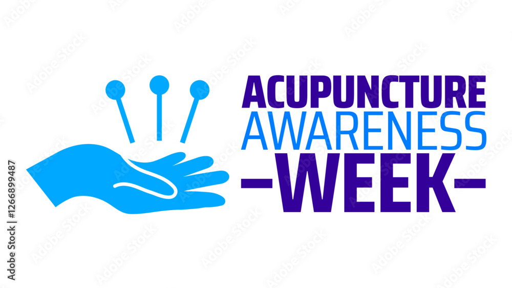 Obraz premium Acupuncture Awareness Week background banner or poster design template. observed every year in March. Holiday concept. Use to any Template, card, poster, placard, template.