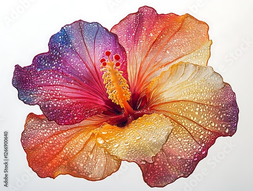 red flower with water drops