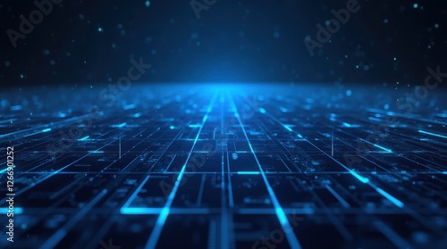Glowing Blue Lines Cyberpunk Digital Grid