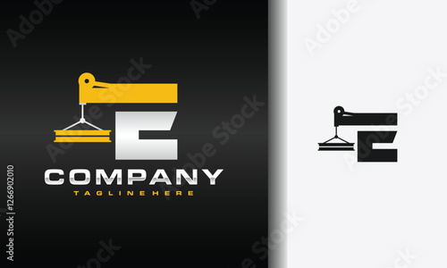 letter E beam steel crane logo