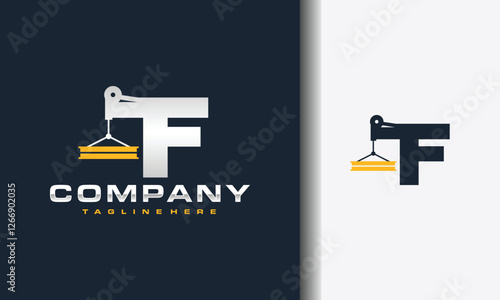 letter F beam steel crane logo