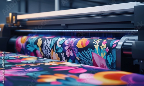 vibrant floral fabric printing process on high-tech digital printer