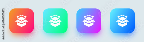 Node solid icon in square gradient colors. Technology signs vector illustration.