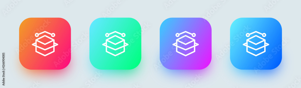 Node line icon in square gradient colors. Technology signs vector illustration. Node line icon in square gradient colors. Technology signs vector illustration.