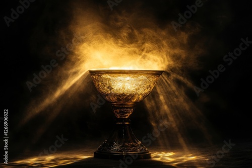 olden trophy with rays of light shining down on it, symbolizing the victory and achievement that comes from winning an award or competition.