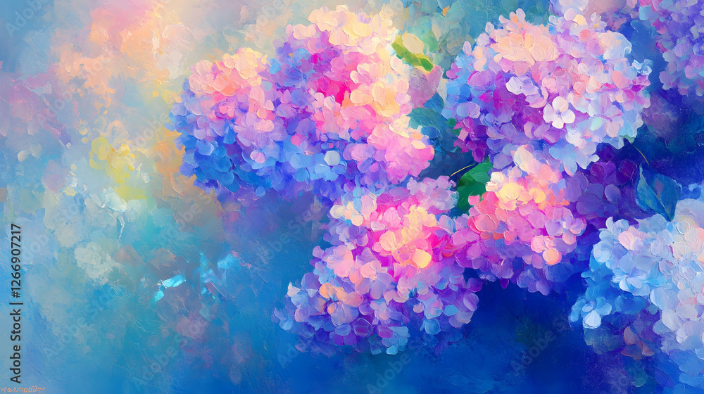 Fototapeta premium Vibrant Hydrangeas: A Colorful Floral Masterpiece