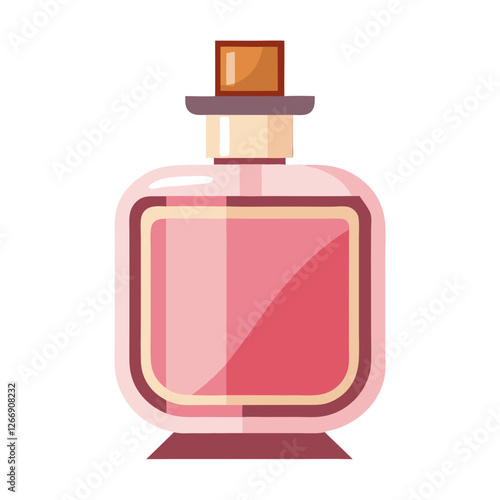 A beautifully designed perfume bottle filled with a luxurious pink fragrance is elegantly positioned on a clean surface. This rich scent is indicative of sophistication and style
