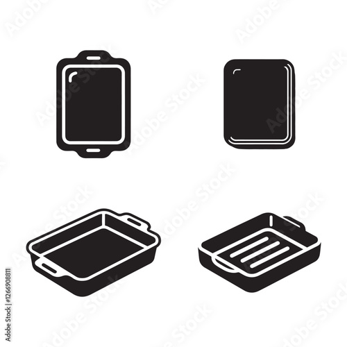 "Detailed Vector Art Featuring the Baking Sheet Silhouette Isolated on White Background"