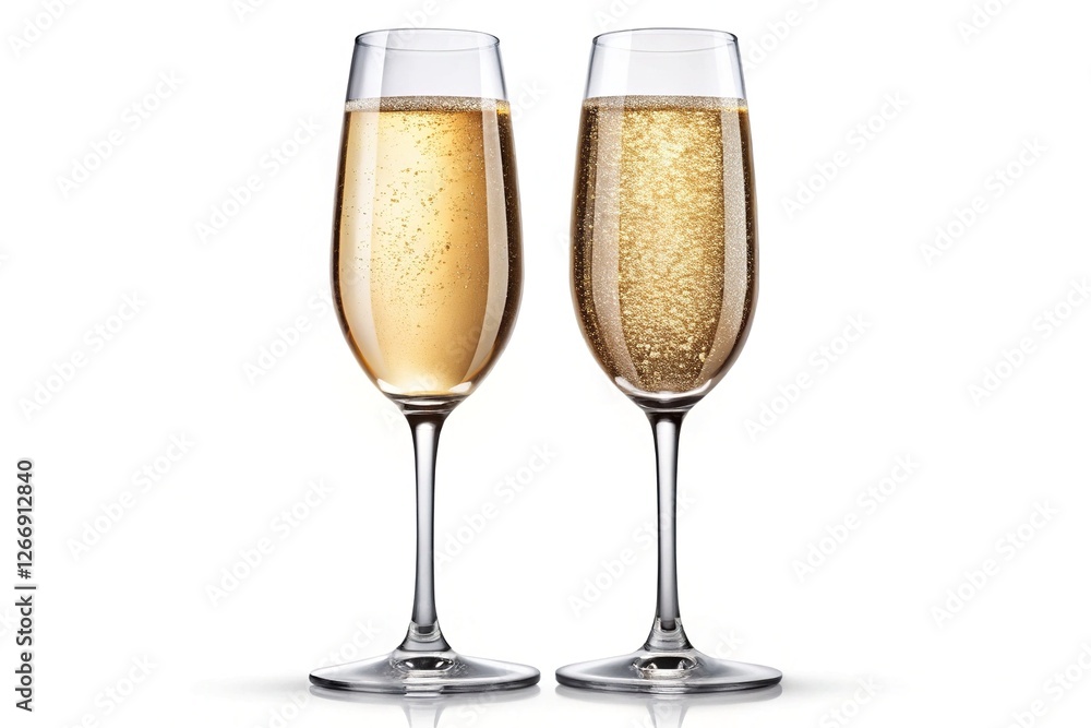 Two Champagne Glasses Clinking Together - Two champagne glasses clinking together, displaying sparkling liquid and bubbles in the drink.
Two Champagne Glasses Clinking Together - Two champagne glasses clinking together, displaying sparkling liquid and bubbles in the drink.