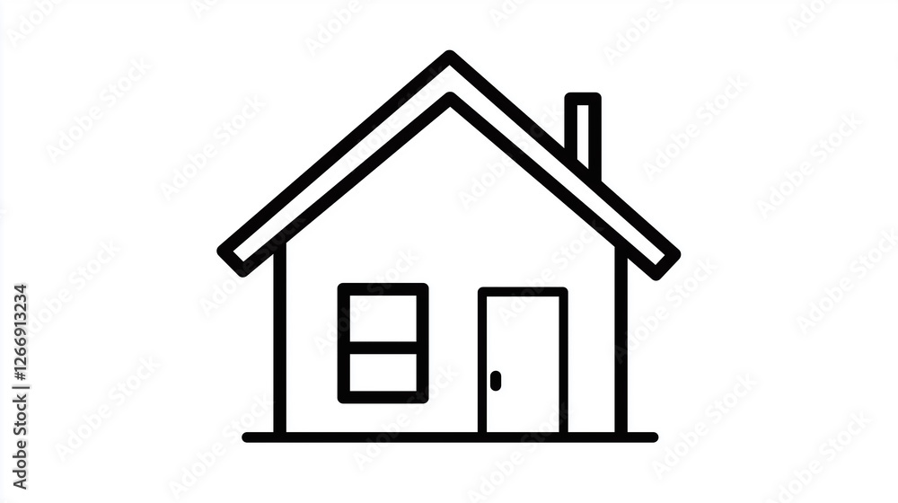 A simple line drawing of an icon depicting the outline of a house, minimalistic design with clean lines and basic shapes, monochromatic color scheme on white background A simple line drawing of an icon depicting the outline of a house, minimalistic design with clean lines and basic shapes, monochromatic color scheme on white background