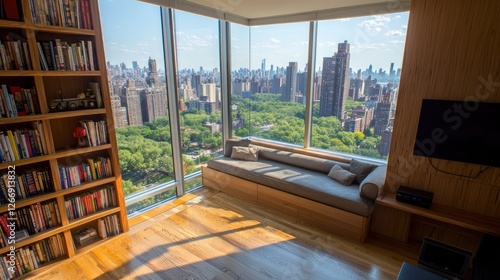 NYC Apartment Library Nook with Park Views photo