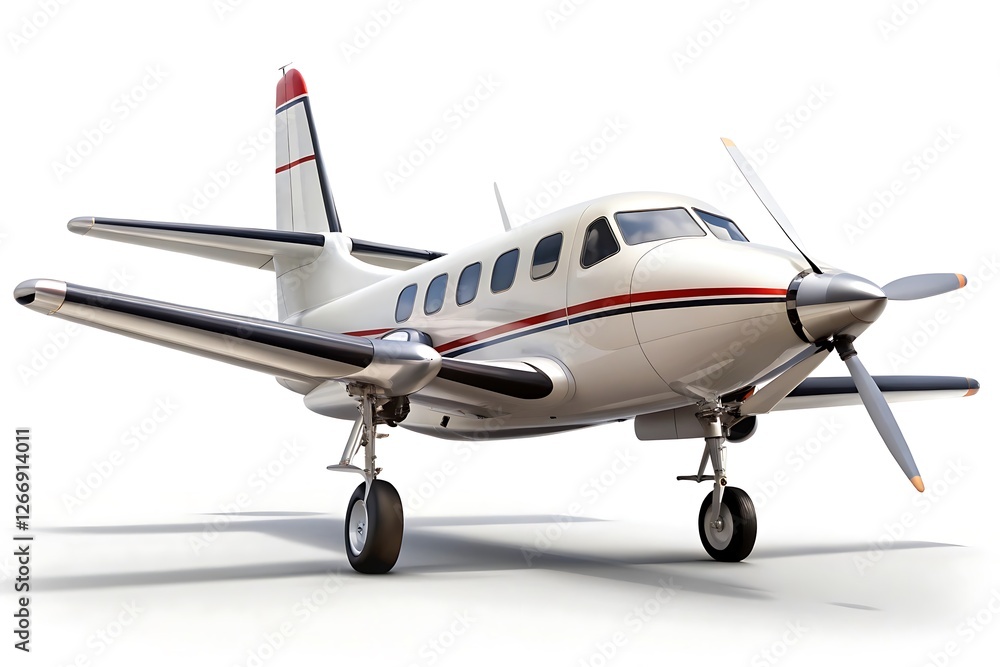 White and red airplane with a propeller White and red airplane with a propeller