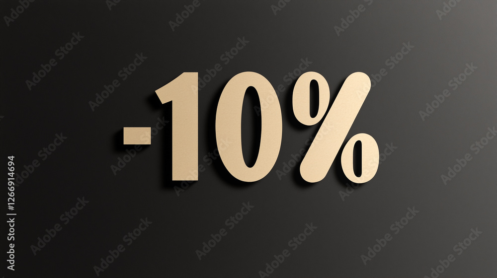 Text -10% on a black background, with golden letters, in a simple design, a flat vector illustration, using flat colors, minimalistic Text -10% on a black background, with golden letters, in a simple design, a flat vector illustration, using flat colors, minimalistic