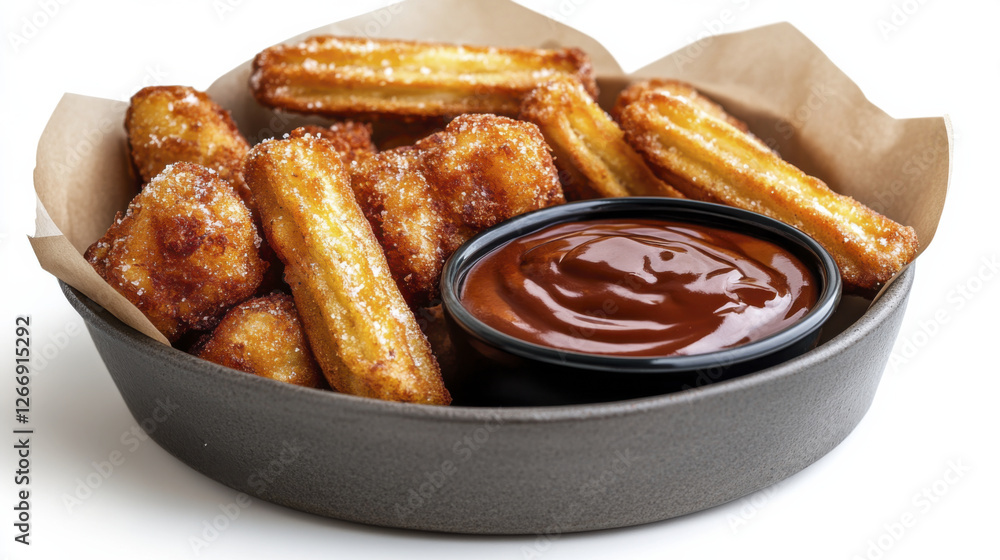 Crispy fried snacks served with rich dipping sauce, perfect for sharing Crispy fried snacks served with rich dipping sauce, perfect for sharing