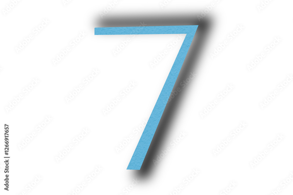 Number seven from light blue paper transparent background Number seven from light blue paper transparent background