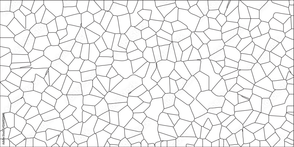 White abstract voronoi diagram retro tiles pattern broken glass geometric shapes crystalize quartz seamless pattern vintage vector background.White color Broken Stained-Glass Background with black lin White abstract voronoi diagram retro tiles pattern broken glass geometric shapes crystalize quartz seamless pattern vintage vector background.White color Broken Stained-Glass Background with black lin