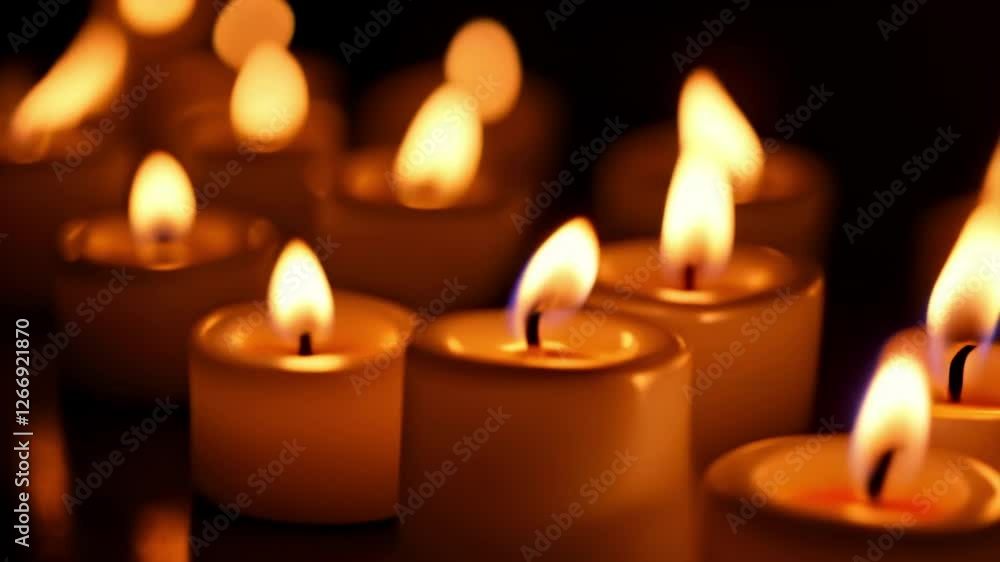 Dancing flames and soft light create a peaceful atmosphere in candlelit serenity Dancing flames and soft light create a peaceful atmosphere in candlelit serenity
