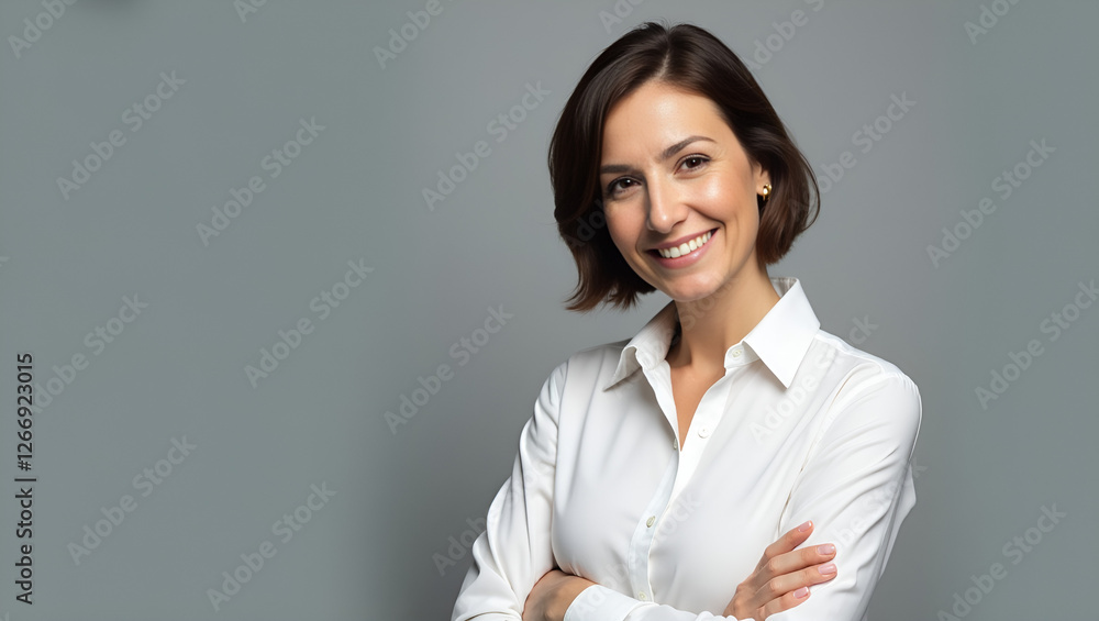Confident Female Executive, Smiling Business Professional Woman in a Simple Background
Confident Female Executive, Smiling Business Professional Woman in a Simple Background